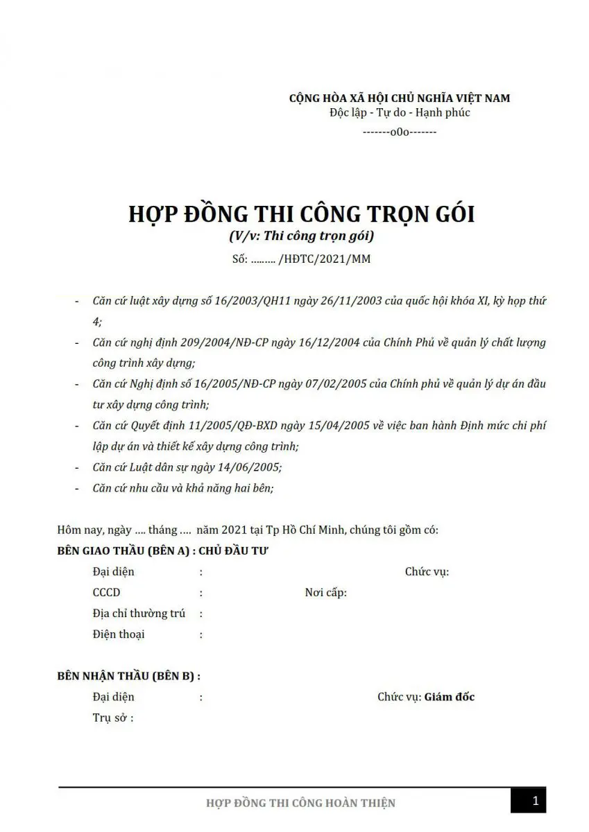 5 điều cần lưu ý: hợp đồng xây nhà trọn gói cần lưu ý gì?