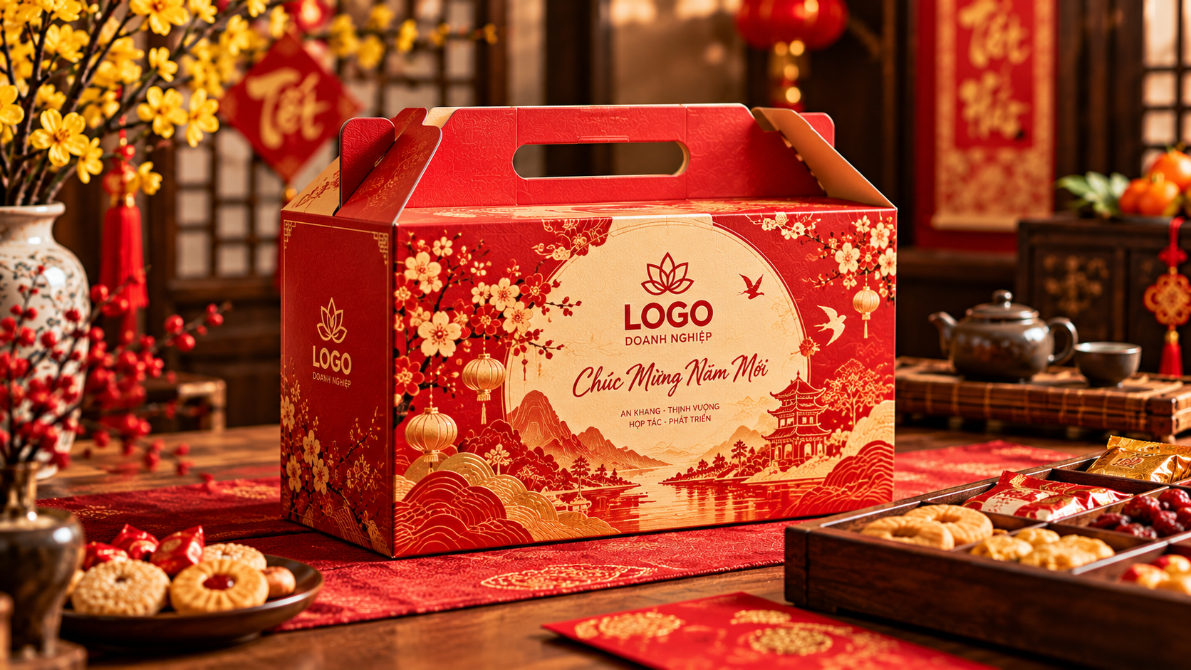 Mẫu hộp carton quà Tết doanh nghiệp: Chọn sao cho phù hợp? - Chất liệu, in ấn và quy trình đặt hộp Mẫu hộp carton quà Tết doanh nghiệp: Chọn sao cho phù hợp? - Chất liệu, in ấn và quy trình đặt hộp